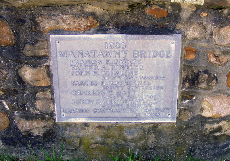 Manatawny Bridge Plaque (58B), Oley Township (photo: CCJM)